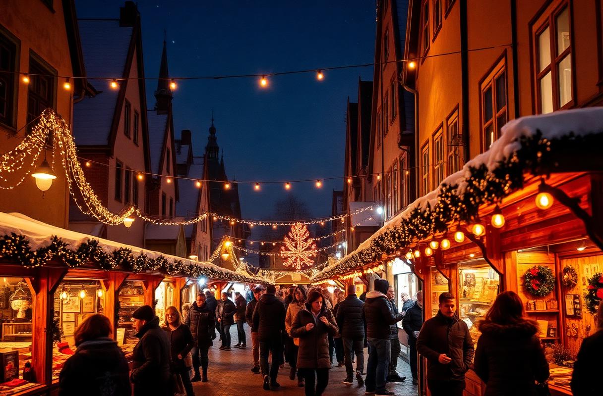 Outdoor Christmas market at night